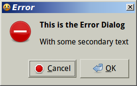error dialog